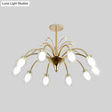 Modern Gold Chandelier Lamp With Oval Glass Shades - 6/8/10 Head Ceiling Light