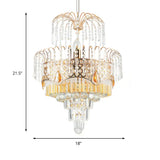 Modern Gold Chandelier Light With Layered Crystal Shade - 3/7 Lights Dining Room Ceiling Lamp