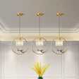Modern Gold Circle Pendant With Crystal Cylinder Down Lighting For Dining Room – Includes