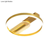 Modern Gold/Coffee Circle Frame Flush Mount Led Lamp Fixture With Warm/White Light