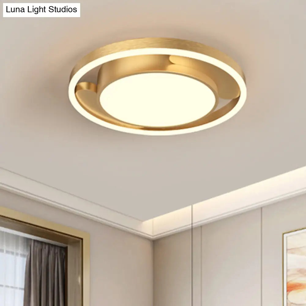 Modern Gold/Coffee Metallic Flush Mount Led Ceiling Light For Living Room 16’/19.5’ Dia