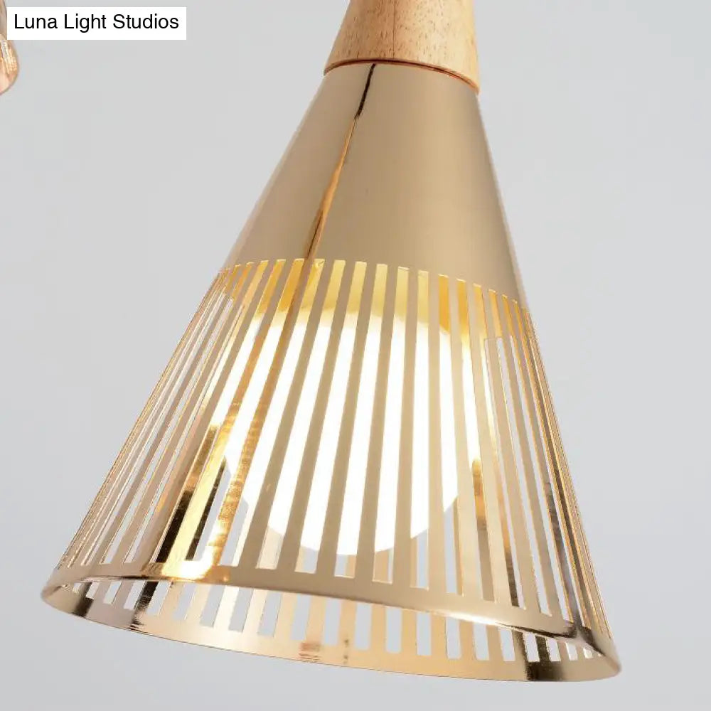 Modern Gold Conical Ceiling Light For Restaurants And Cafes