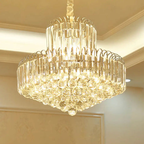 Modern Gold Conical Chandelier with Clear Crystal Shade - 6/8 Bulbs Drop Pendant Fixture 8 / Clear
