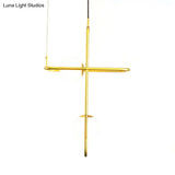 Modern Gold Crossed Rectangle Drop Chandelier - 2/3/4 Light Metal Pendant