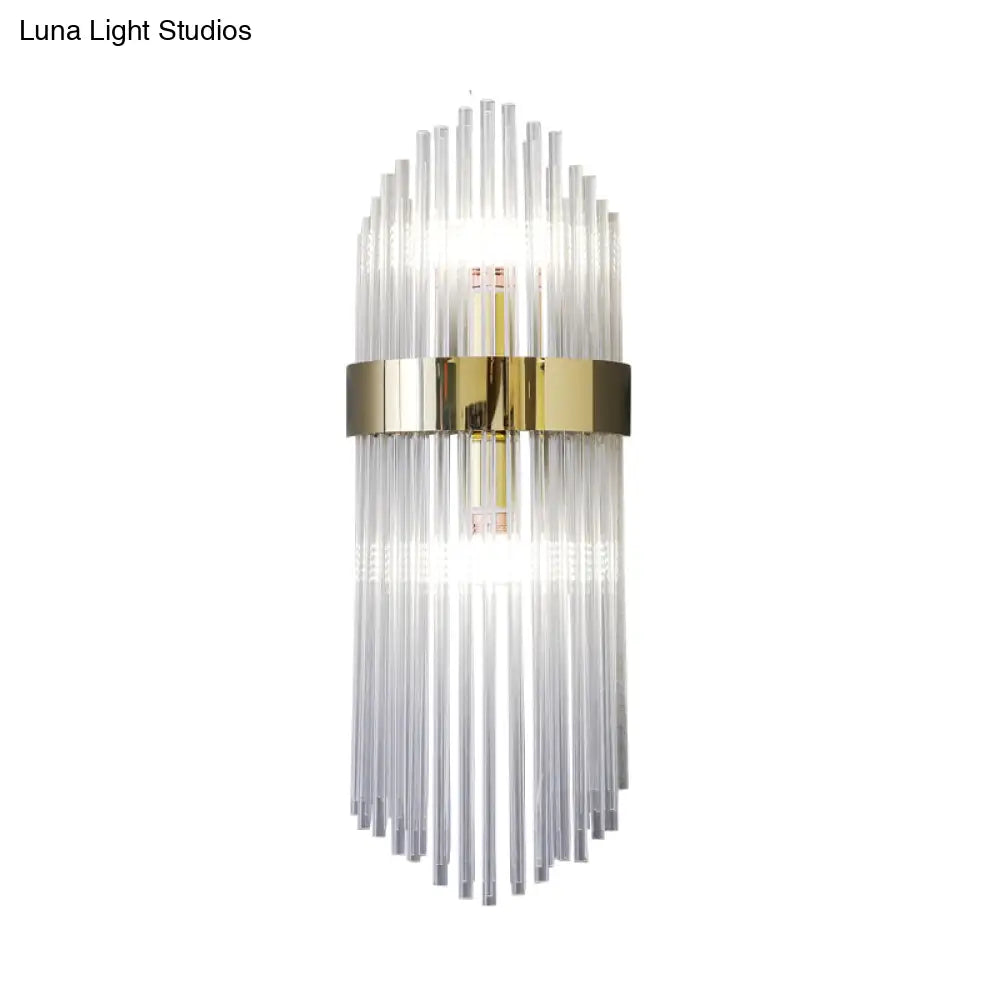 Modern Gold Crystal 2-Light Layered Wall Lamp - Stylish Sconce For Living Room