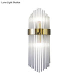 Modern Gold Crystal 2-Light Layered Wall Lamp - Stylish Sconce For Living Room