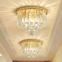 Modern Gold Crystal 4-Light Flush Mount Ceiling Fixture For Hallways