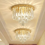 Modern Gold Crystal 4-Light Flush Mount Ceiling Fixture For Hallways