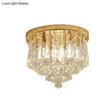 Modern Gold Crystal 4-Light Flush Mount Ceiling Fixture For Hallways