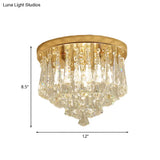 Modern Gold Crystal 4-Light Flush Mount Ceiling Fixture For Hallways