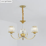 Modern Gold Crystal Block Chandelier - Barrel Design With 3/6 Lights Dining Room Lighting