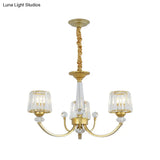 Modern Gold Crystal Block Chandelier - Barrel Design With 3/6 Lights Dining Room Lighting