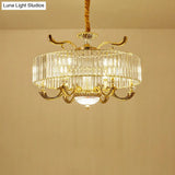 Modern Gold Crystal Circle Pendant Chandelier - 6/8 Lights Suspended Ceiling Lamp
