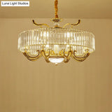 Modern Gold Crystal Circle Pendant Chandelier - 6/8 Lights Suspended Ceiling Lamp