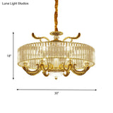 Modern Gold Crystal Circle Pendant Chandelier - 6/8 Lights Suspended Ceiling Lamp