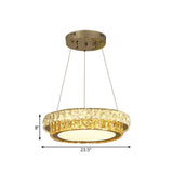 Modern Gold Crystal Embedded 2-Tier Round Led Chandelier - Dining Room Lighting Available In