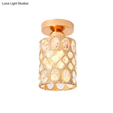 Modern Gold Crystal Flush Light For Corridors - Recessed 1 - Light Mount
