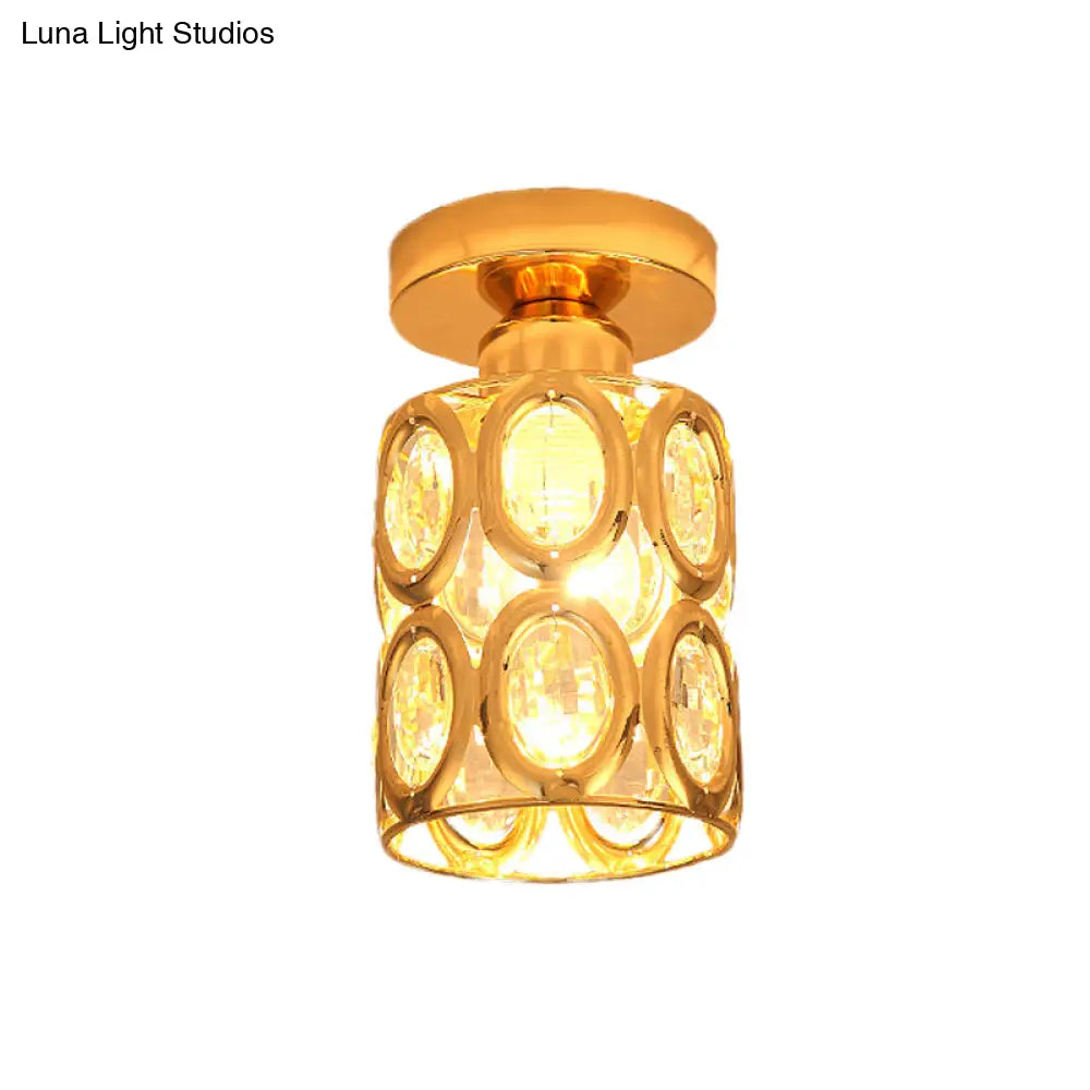 Modern Gold Crystal Flush Light For Corridors - Recessed 1 - Light Mount
