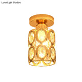 Modern Gold Crystal Flush Light For Corridors - Recessed 1 - Light Mount
