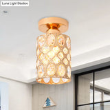 Modern Gold Crystal Flush Light For Corridors - Recessed 1 - Light Mount