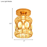 Modern Gold Crystal Flush Light For Corridors - Recessed 1 - Light Mount