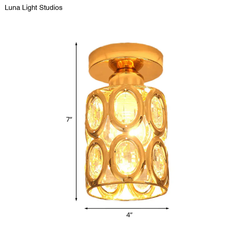 Modern Gold Crystal Flush Light For Corridors - Recessed 1 - Light Mount