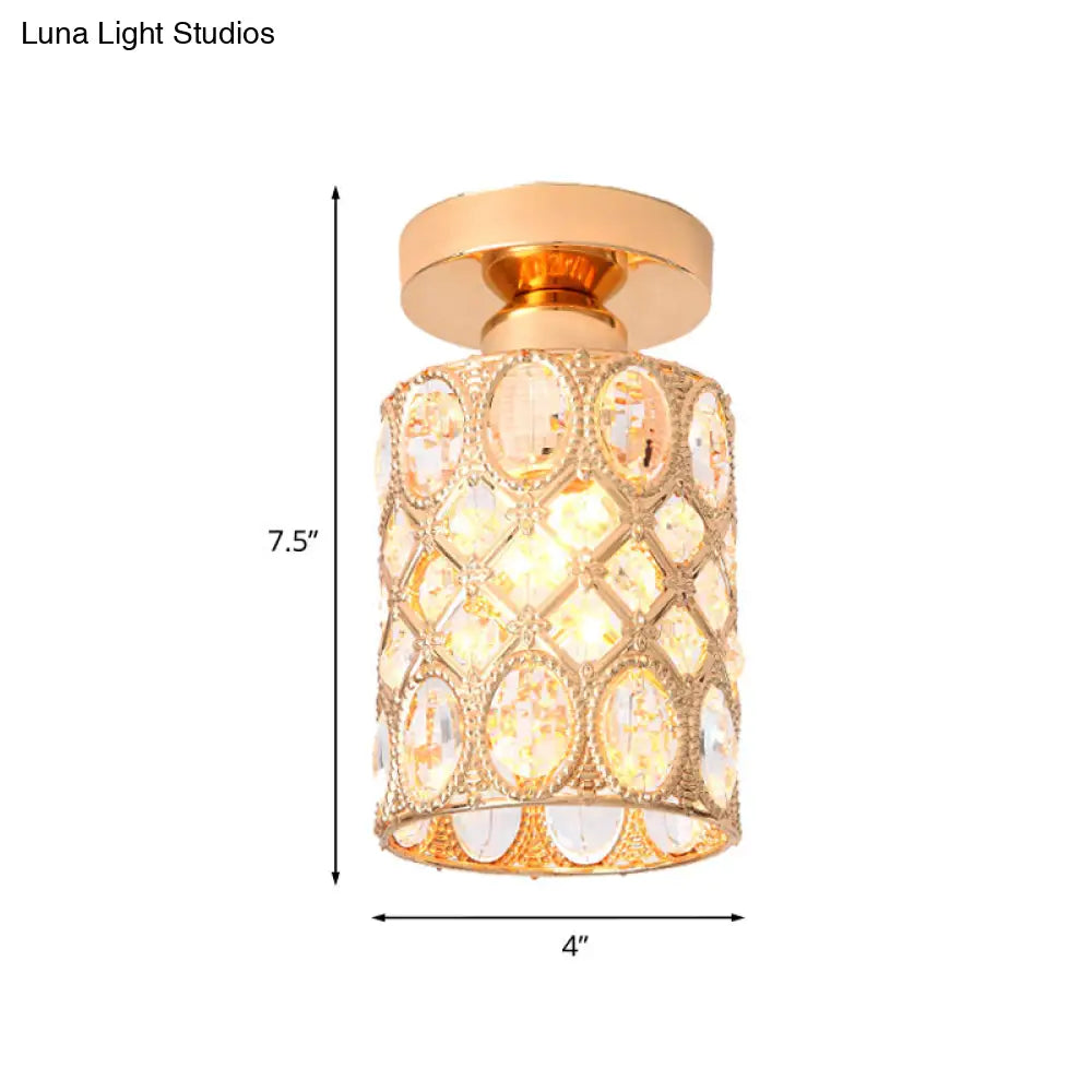 Modern Gold Crystal Flush Light For Corridors - Recessed 1 - Light Mount