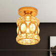 Modern Gold Crystal Flush Light For Corridors - Recessed 1 - Light Mount / A