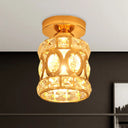 Modern Gold Crystal Flush Light For Corridors - Recessed 1 - Light Mount / A