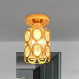 Modern Gold Crystal Flush Light For Corridors - Recessed 1 - Light Mount / C