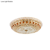 Modern Gold Crystal Led Bedroom Ceiling Flush Mount Lamp
