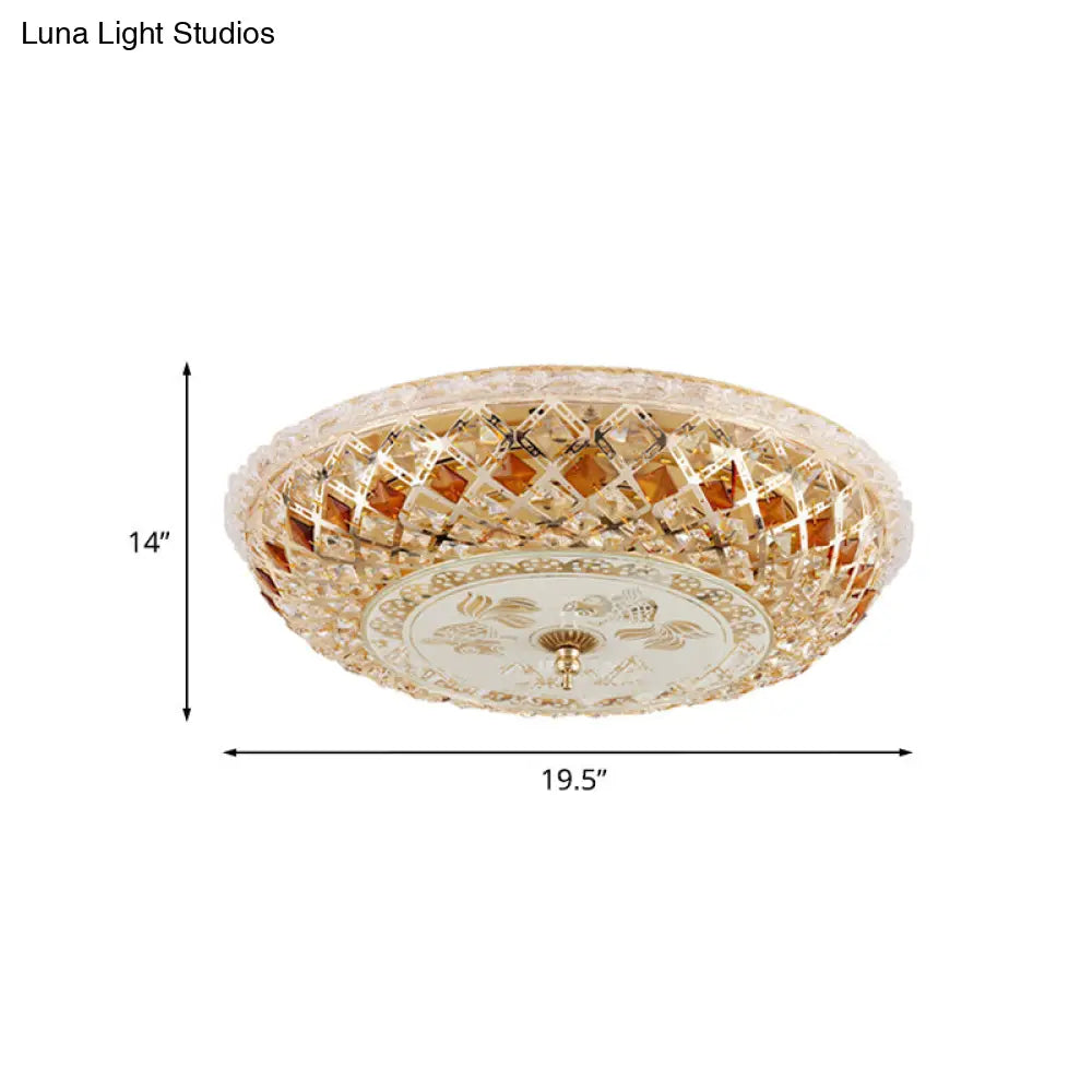 Modern Gold Crystal Led Bedroom Ceiling Flush Mount Lamp