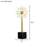 Modern Gold Crystal Nightstand Lamp With Marble Base - 6 Head Stamen Task Light