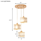 Modern Gold Crystal Prism Pendant Light Fixture With Round Canopy - Stylish Ceiling Hanging