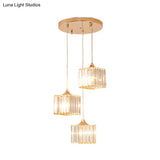 Modern Gold Crystal Prism Pendant Light Fixture With Round Canopy - Stylish Ceiling Hanging