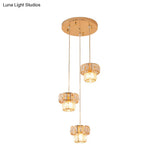Modern Gold Crystal Prism Pendant Light Fixture With Round Canopy - Stylish Ceiling Hanging