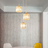 Modern Gold Crystal Prism Pendant Light Fixture With Round Canopy - Stylish Ceiling Hanging / A