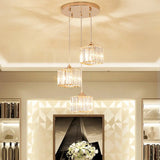 Modern Gold Crystal Prism Pendant Light Fixture With Round Canopy - Stylish Ceiling Hanging / B
