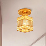Modern Gold Crystal Shade Balcony Semi Mount Lighting - Globe/Square/Lantern Design Close To