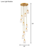 Modern Gold Crystal Spiral Pendant Ceiling Lamp With 10 Hanging Lights