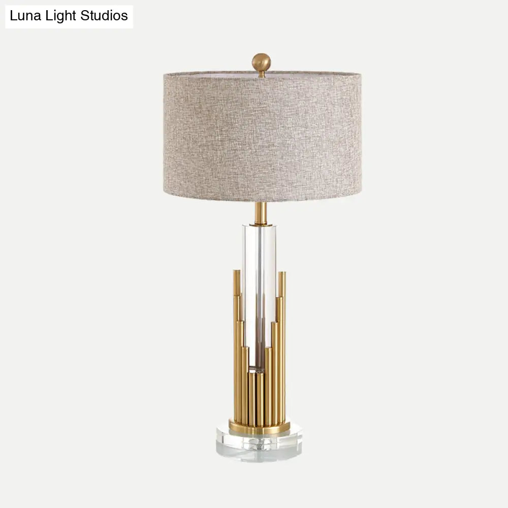 Modern Gold Crystal Table Lamp With Fabric Shade