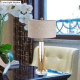 Modern Gold Crystal Table Lamp With Fabric Shade