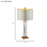 Modern Gold Cylindrical Nightstand Lamp - 1 Head Fabric Reading Light For Bedroom