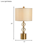 Modern Gold Cylindrical Table Lamp With Metal Base