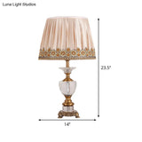 Modern Gold Desk Lamp With Fabric Shade & Metallic Sculpted Base