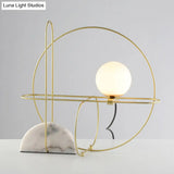 Modern Gold Desk Lamp With Glass Shade - Round Metal Base 1 Head