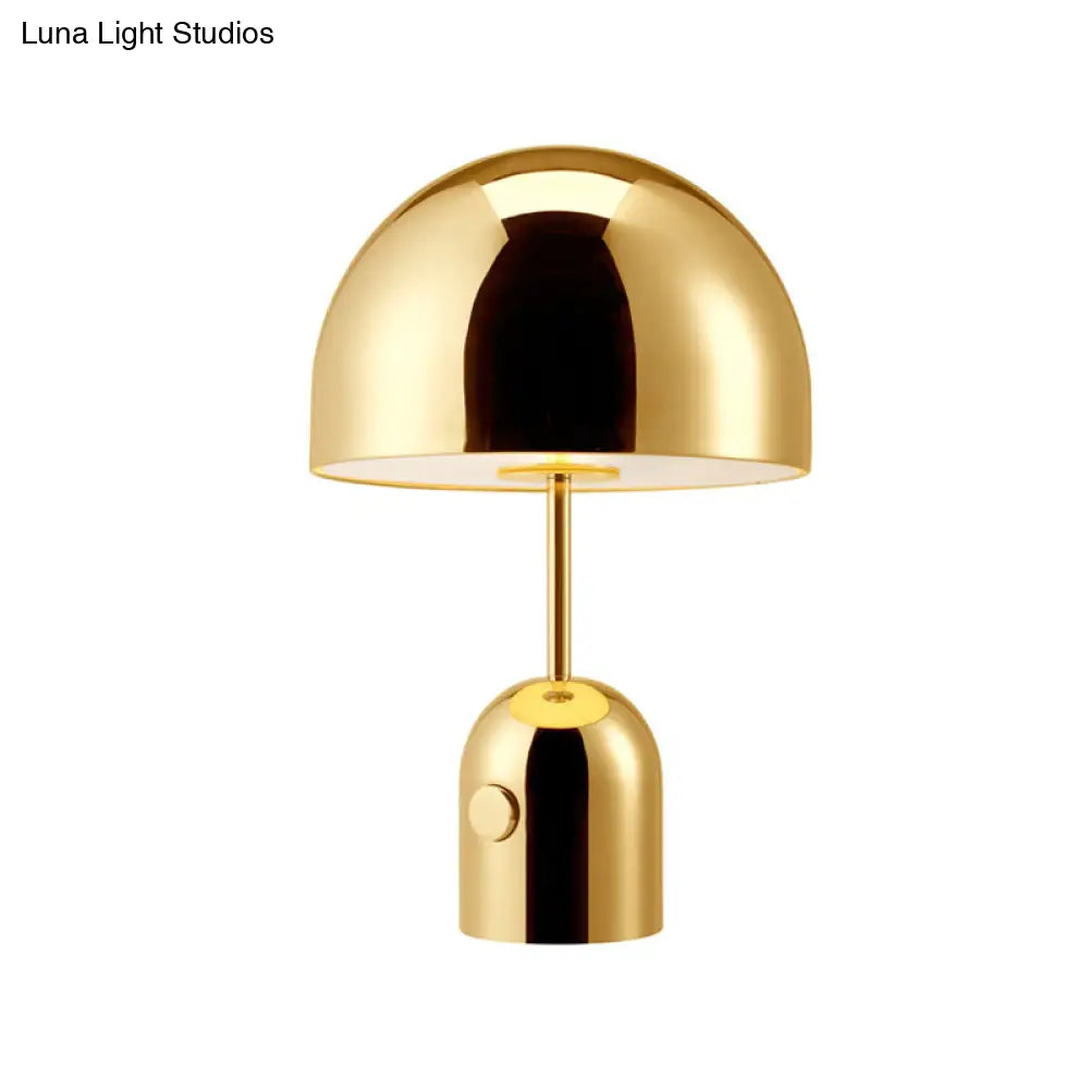 Modern Gold Dome Nightstand Lamp With Metal Shade - Ideal Reading Light