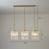 Modern Gold Drop Pendant Light With Prismatic Crystal Shade For Dining Room / 29.5’