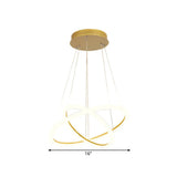 Modern Gold Dual Ring Chandelier Led Suspension Lighting For Dining Room Warm/White Light