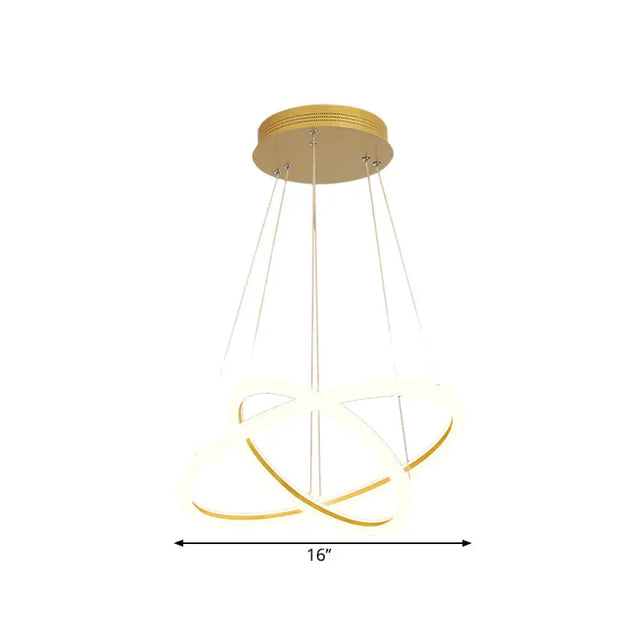 Modern Gold Dual Ring Chandelier Led Suspension Lighting For Dining Room Warm/White Light